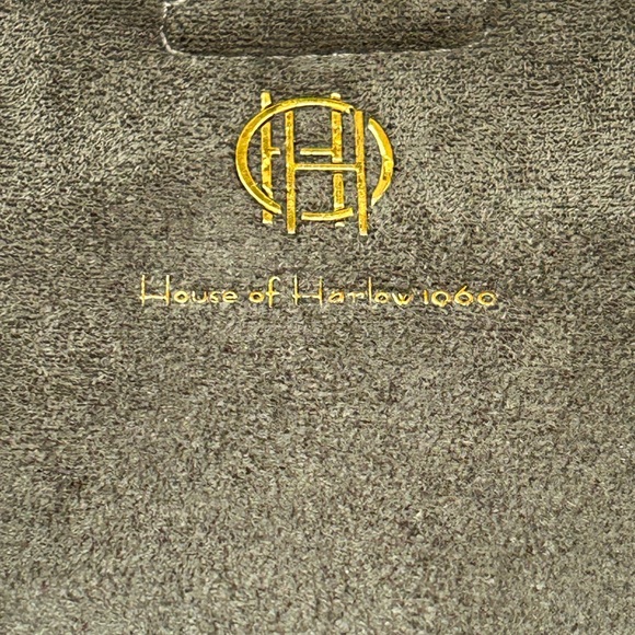 HOUSE OF HARLOW 1960 Luxe Suede Olive Green and Gold Satchel - Picture 3 of 9